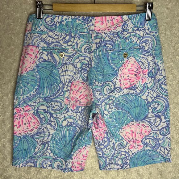 Lilly Pulitzer Women's Chipper Shorts Size 4 Raising Shell Pink Blue Seashells - Picture 7 of 7
